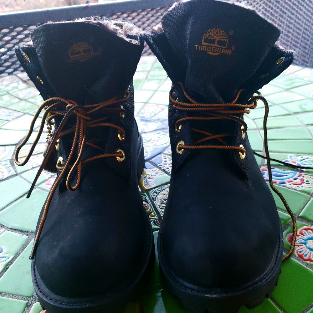 Rare black and leopard roll top timberlands